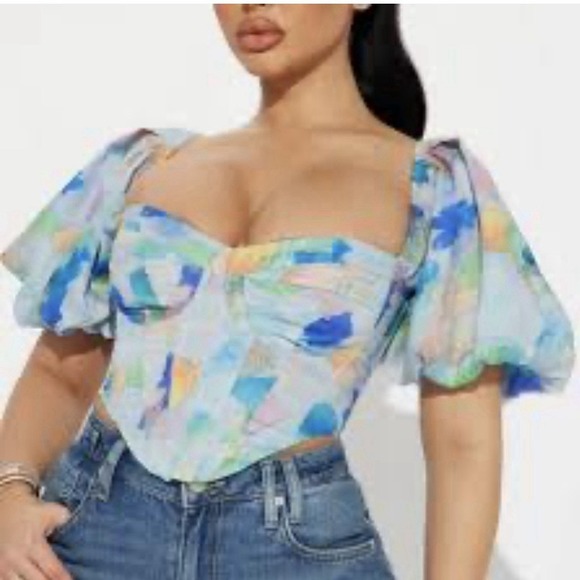 Fashion Nova Tops - Fashion, Nova Butterfly_chic_clothing wWatercolor Corset Top‎ Size Medium